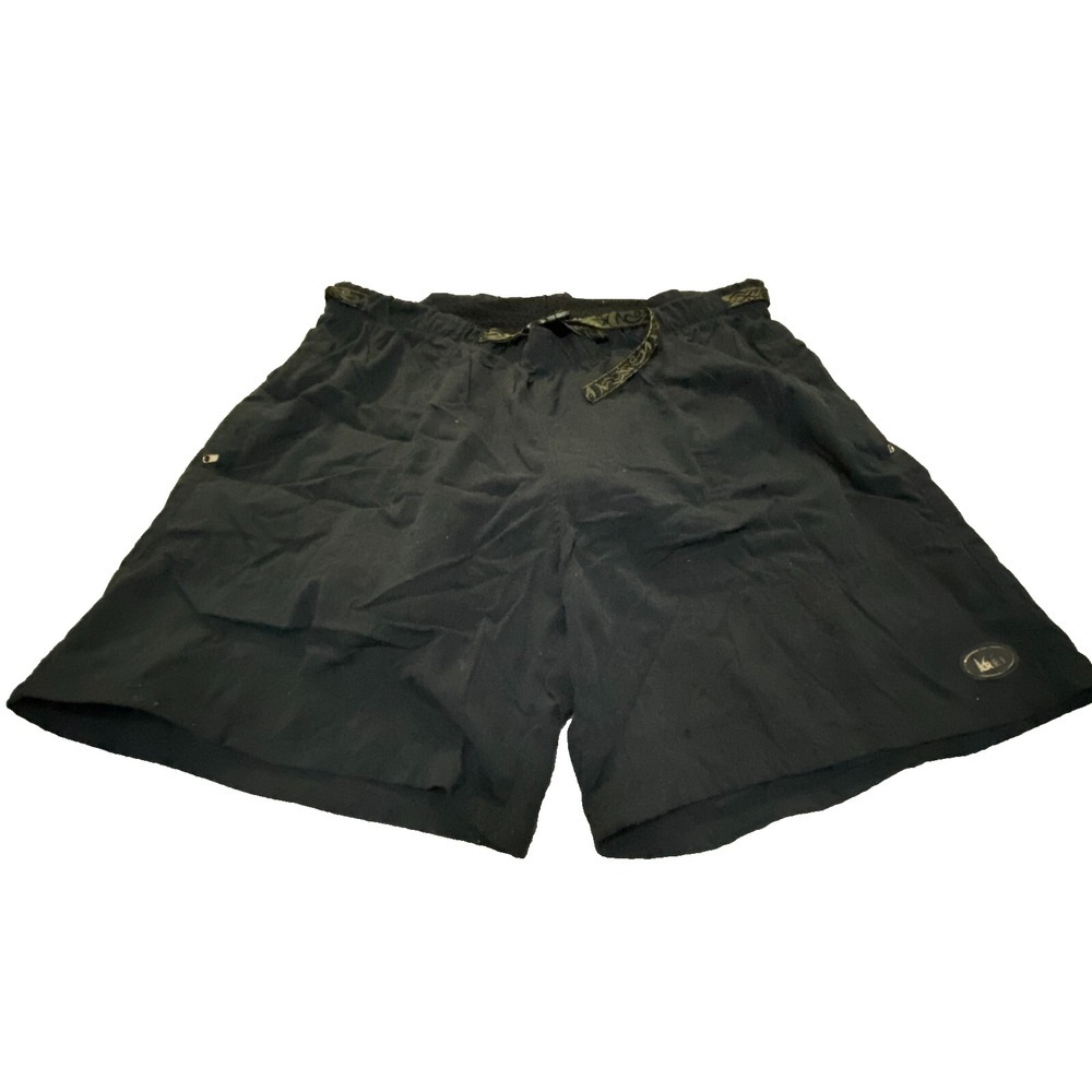 REI Swimming Shorts Black Men's Extra Large Mens Buckle‎ Belt Drawstring Zipper